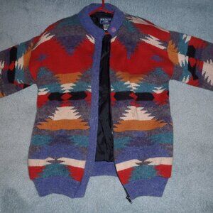 Southwestern Aztec Zip Up Sweater Jacket - image 1